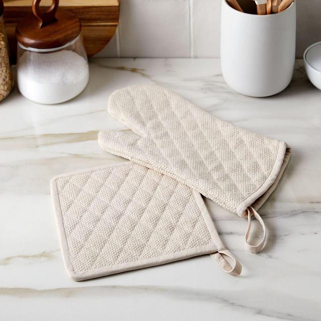 Pot Holder & Oven Mitt Cotton Canvas, Natural