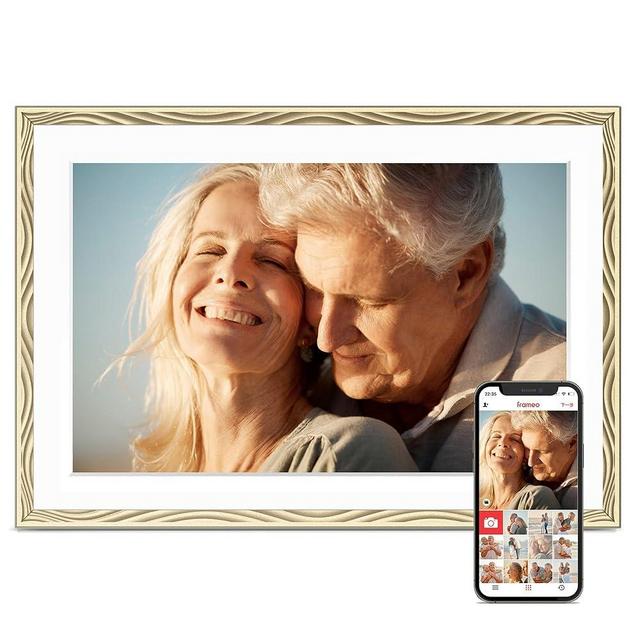 Digital Picture Frame, 10.1'' Frameo Digital Frame Wifi, 32GB Memory, 1280*800 HD Touch Screen Digital Photo Frame, Wall Mountable, Share Instantly, Anniversary, Birthday Gifts for Women, Mom, Golden