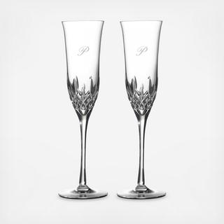 Lismore Essence Script Letter Champagne Flute, Set of 2
