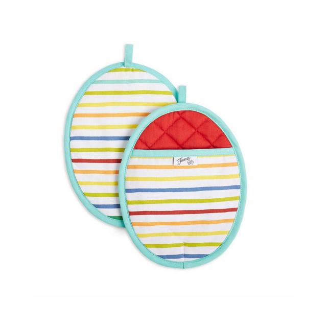 2pk Cotton Printed Tropical Stripe Pot Holders - Fiesta