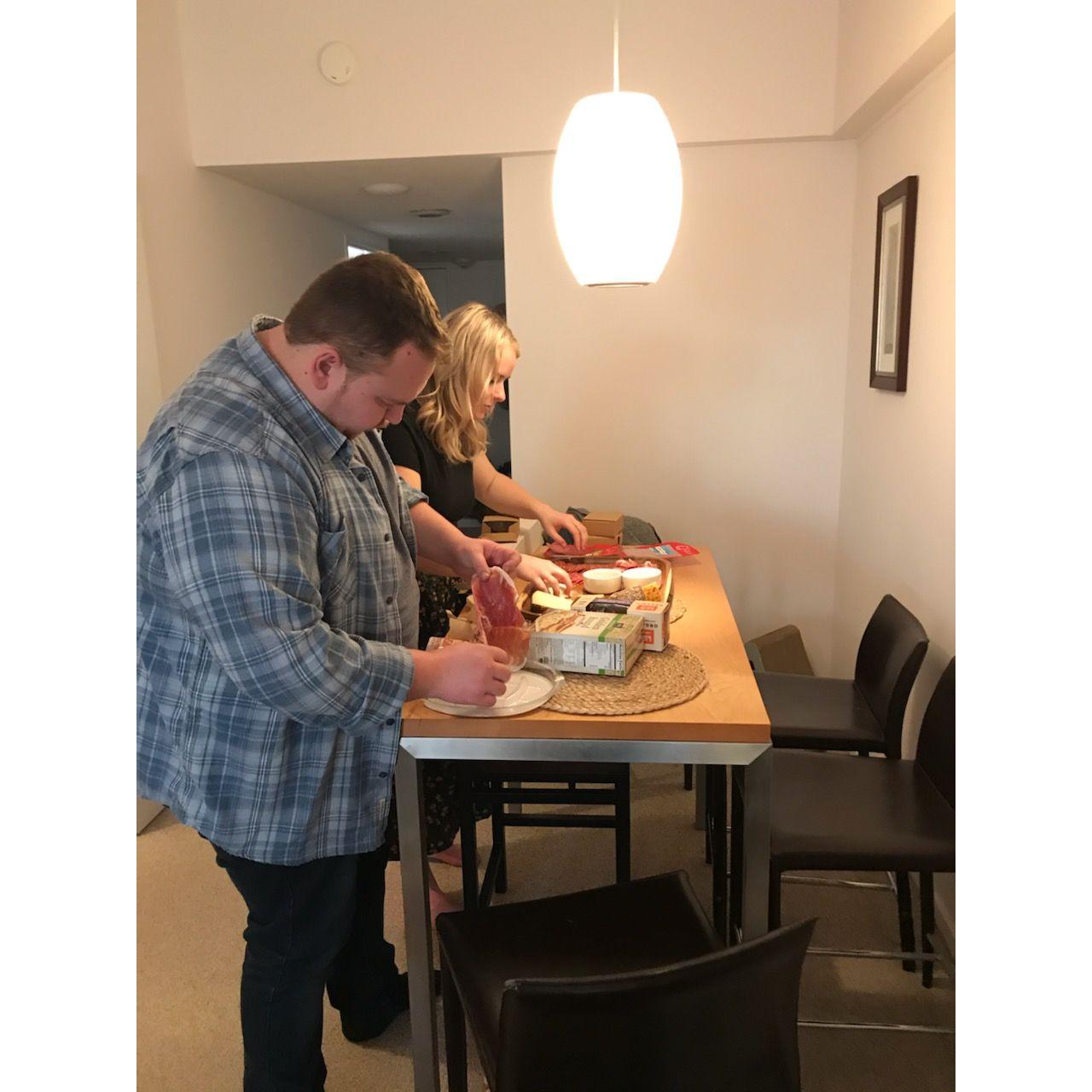 Making a charcuterie board Christmas 2019