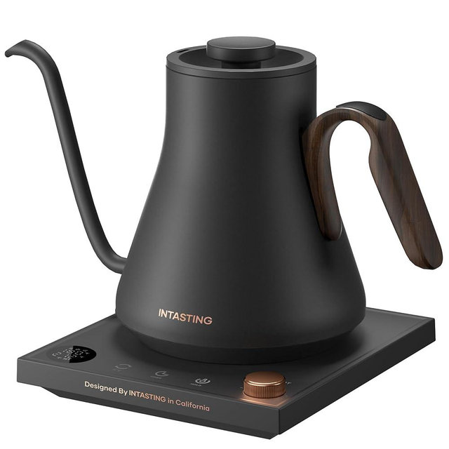 Electric Kettles, INTASTING Gooseneck Electric Kettle, ±1℉ Temperature Control, Stainless Steel Inner, Quick Heating, for Pour Over Coffee, Brew Tea, Boil Hot Water, 0.9L (Matte Grey)