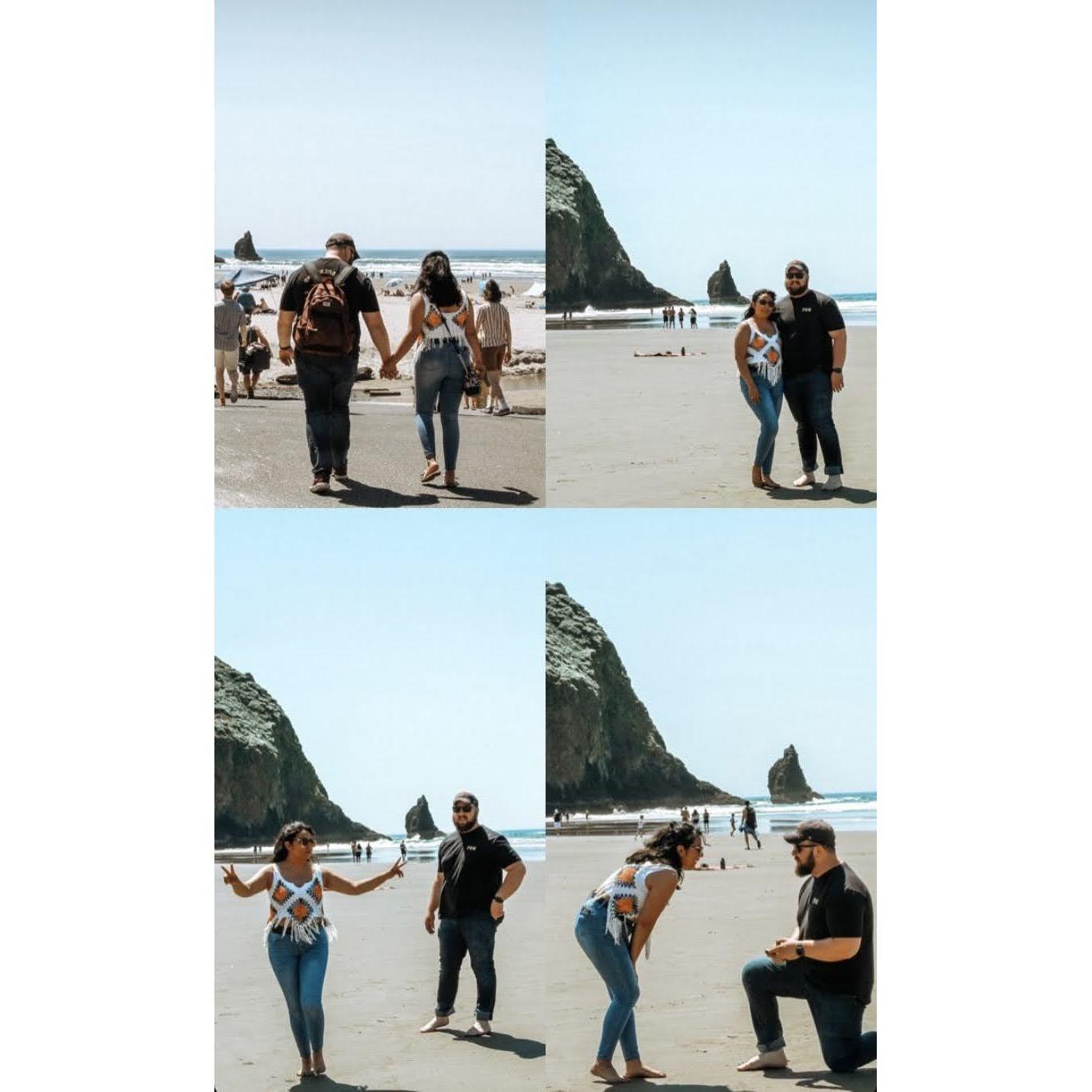 Cannon Beach (thee place): The day he said, "Will you marry me?" and I said "Yes"".