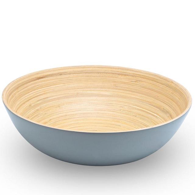 CLAYNIX Handmade Bamboo Salad Bowl, 12 Inch, Gray, Modern, Wood Material, Lightweight, 10.0 Ounces Capacity