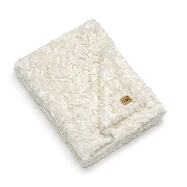 UGG – Adalee Throw Blanket – Soft Faux Fur Accent Blanket - Natural
