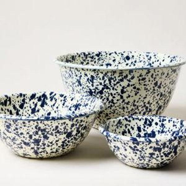 Spatter Enamelware Bowl Set - Navy