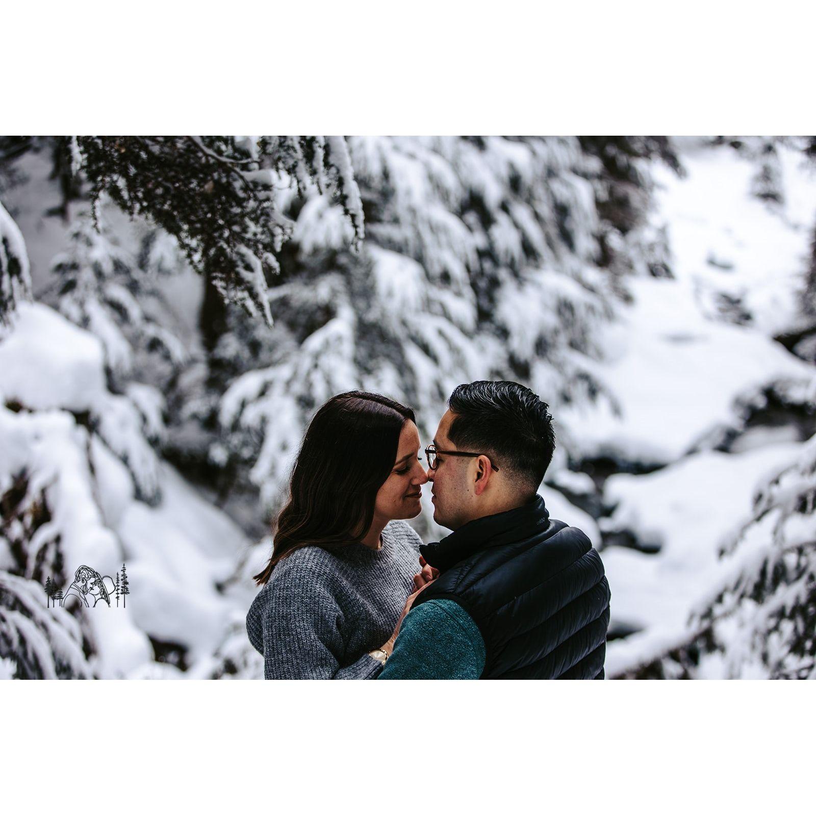 One of the many pictures from our engagement photo shoot at Virgin Creek Falls in Girdwood, AK.