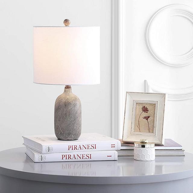 Safavieh Lighting Collection Alvaro Wash Grey 19-inch Bedroom Living Room Home Office Desk Nightstand Table Lamp (LED Bulb Included)