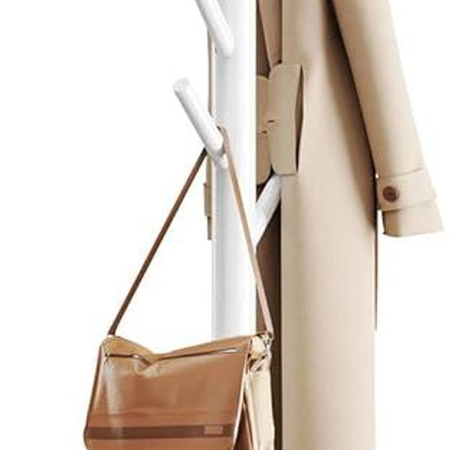 Pipishell Sturdy Wooden Coat Stand, 3 Adjustable Sizes Coat Tree with 8 Hooks, Coat Stands for Hallway Entryway, Hat Stand for Clothes, Used in Bedroom/Office/Hallway/Entryway, White