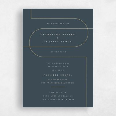 Navy Blue Wedding Invitation - Corwin Portrait Foil