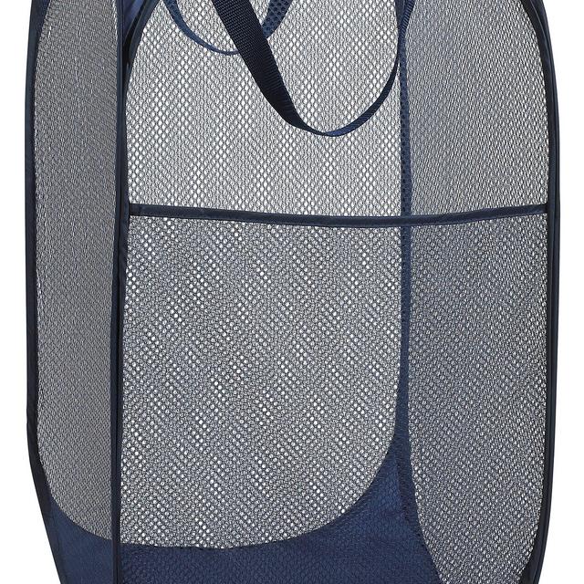 Mesh Popup Laundry Hamper - Portable, Durable Handles, Collapsible for Storage and Easy to Open. Folding Pop-Up Clothes Hampers Are Great for the Kids Room, College Dorm or Travel. (Blue)