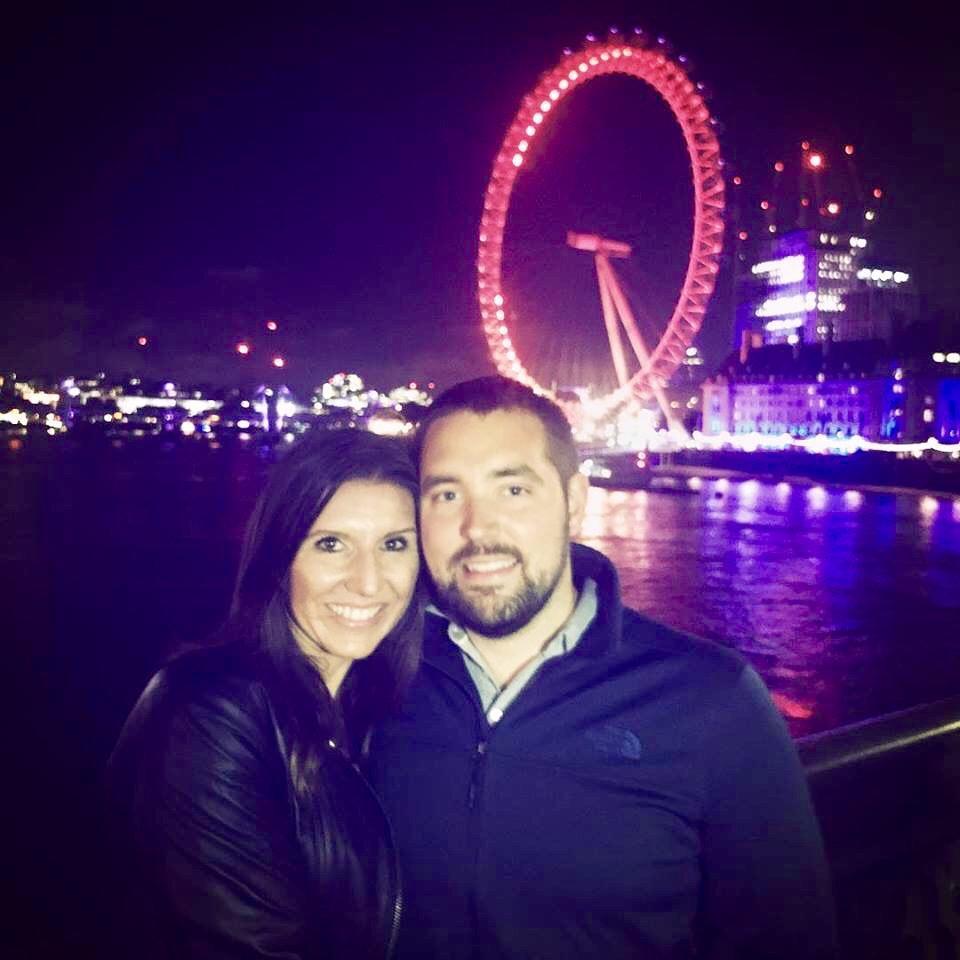 Posing in front of the London eye.