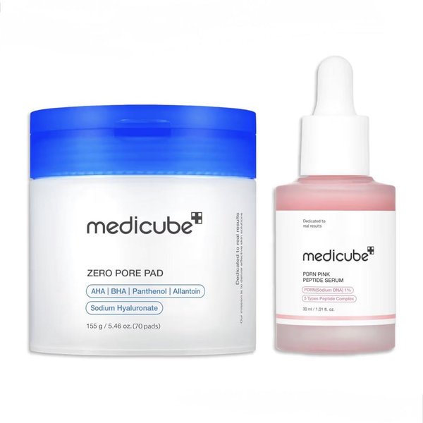 medicube For All Skin Types Duo: medicube Zero Pore Pads 2.0 and Salmon DNA PDRN Pink Peptide Serum | Clearer Pores & Firmer-Looking Skin | Korean Skincare, Skincare Set, Gifts for Women