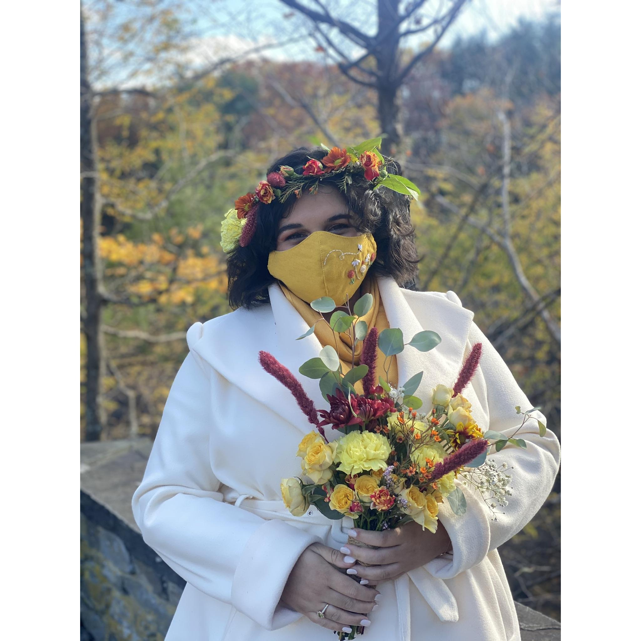 Bouquet and flower crown by Abby Hellauer Geiger