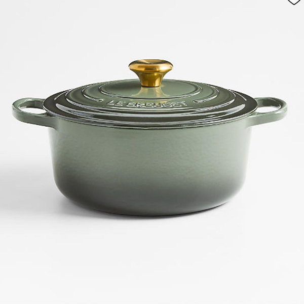 Le Creuset Signature 5.5-Qt. Round Thyme Enameled Cast Iron Dutch Oven with Lid + Reviews | Crate & Barrel