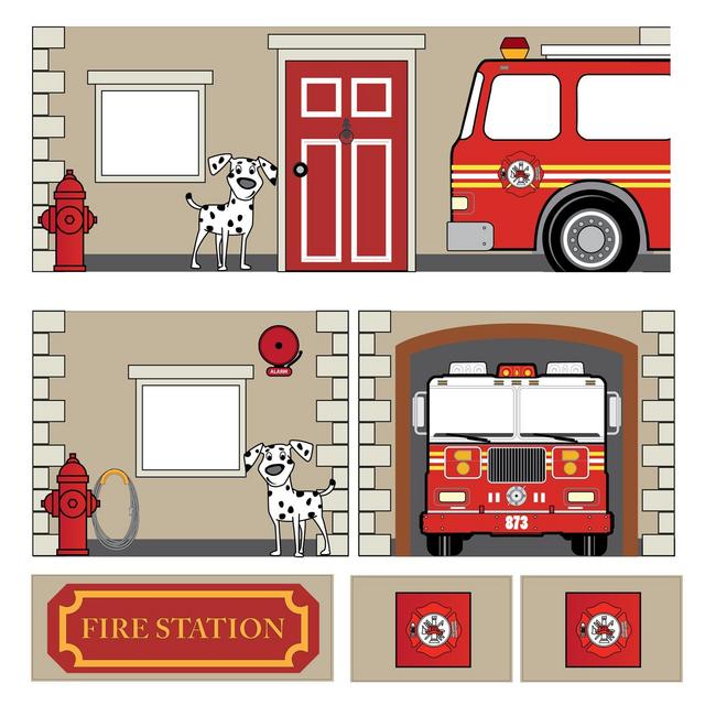 DHP Fire Department Design Curtain Set for Junior Loft Bed, Kids Furniture, Blue