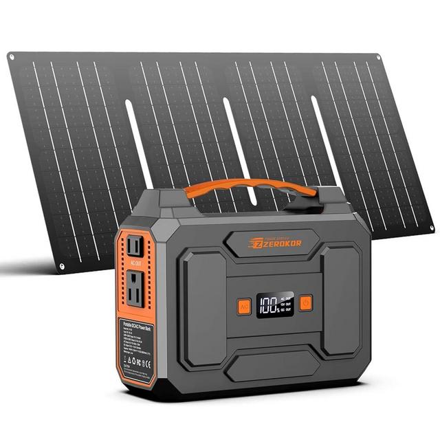 Portable Solar Generator with Panel, 100W Portable Power Station with 40W Solar Panel, 110V AC Outlet Camping Solar Power Generator 146Wh Lithium Battery Pack for Home Use RV Outdoor Power Outage