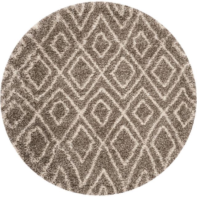 5' Geometric Loomed Round Area Rug Gray/Ivory - Safavieh
