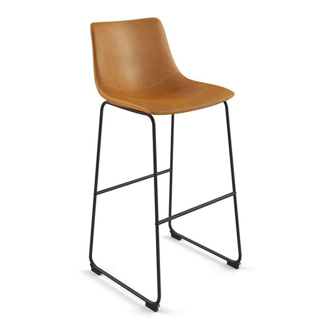 Set of 2 Petra Upholstered Barstools Light Brown - Aeon