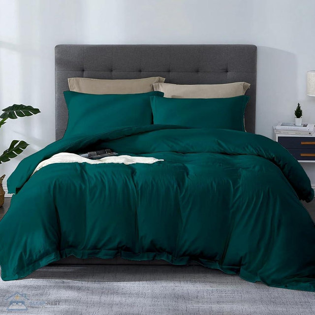 SLEEP-NEST Oversized King Duvet Cover, 600 TC Long Staple Egyptian Cotton Duvet Cover Set, Comforter Cover 120 X 98 Inches Zipper Closure & Corner Ties, Soft Breathable - All Season, Teal Green
