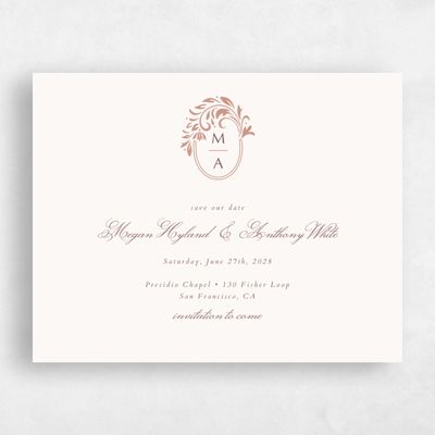 Dusty Terra Cotta, Brown Wedding Save the Date - Palais Landscape