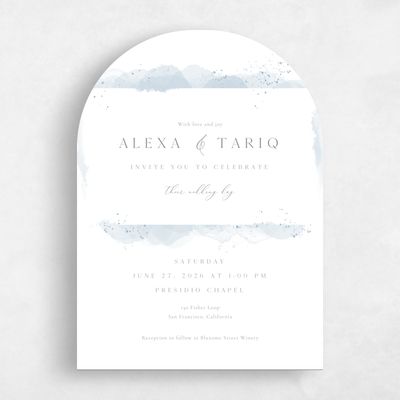Blue Arch Wedding Invitation - Zortas Portrait