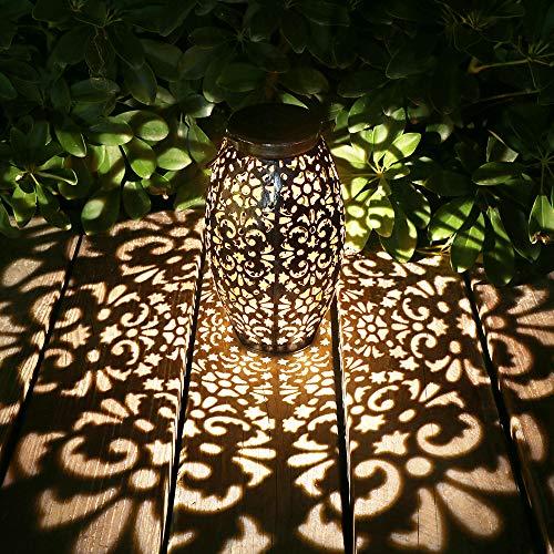 Kaixoxin Solar Lantern Lights for Hanging or Table Outdoor Solar Light for Patio Courtyard Garden (Silver)