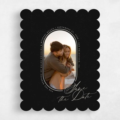 Black Scalloped Wedding Save the Date - St Lucia Photo