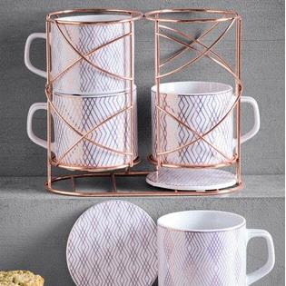 Set of 4 Belvedere Stacking Mugs And Coasters