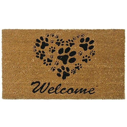 Rubber-Cal "Heart-Shaped Paws Welcome Mat, 18 by 30-Inch
