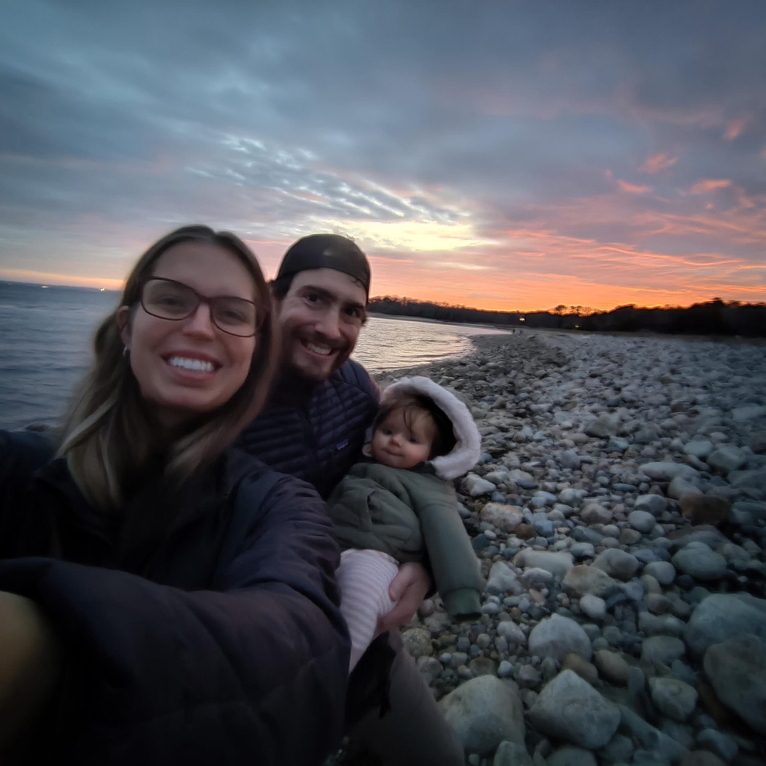 Madelina's first trip to New England beach.
