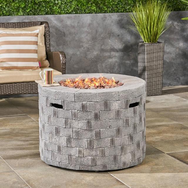 Dino Lightweight 31.75" Concrete Gas Fire Pit Gray - Christopher Knight Home