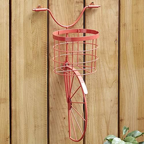 Vintage Bicycle Handlebars Fence Planter for Flower Pots - Coral