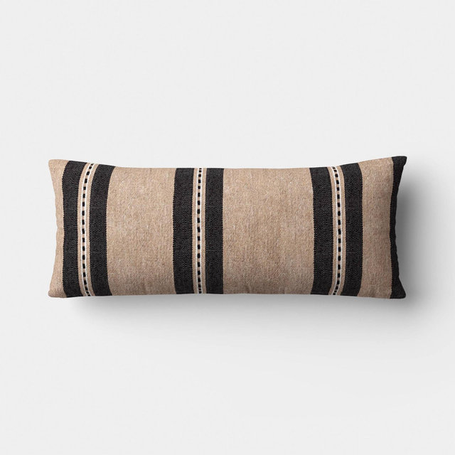 Oversized Lumbar Woven Stripe Pillow Neutral/Black - Threshold™
