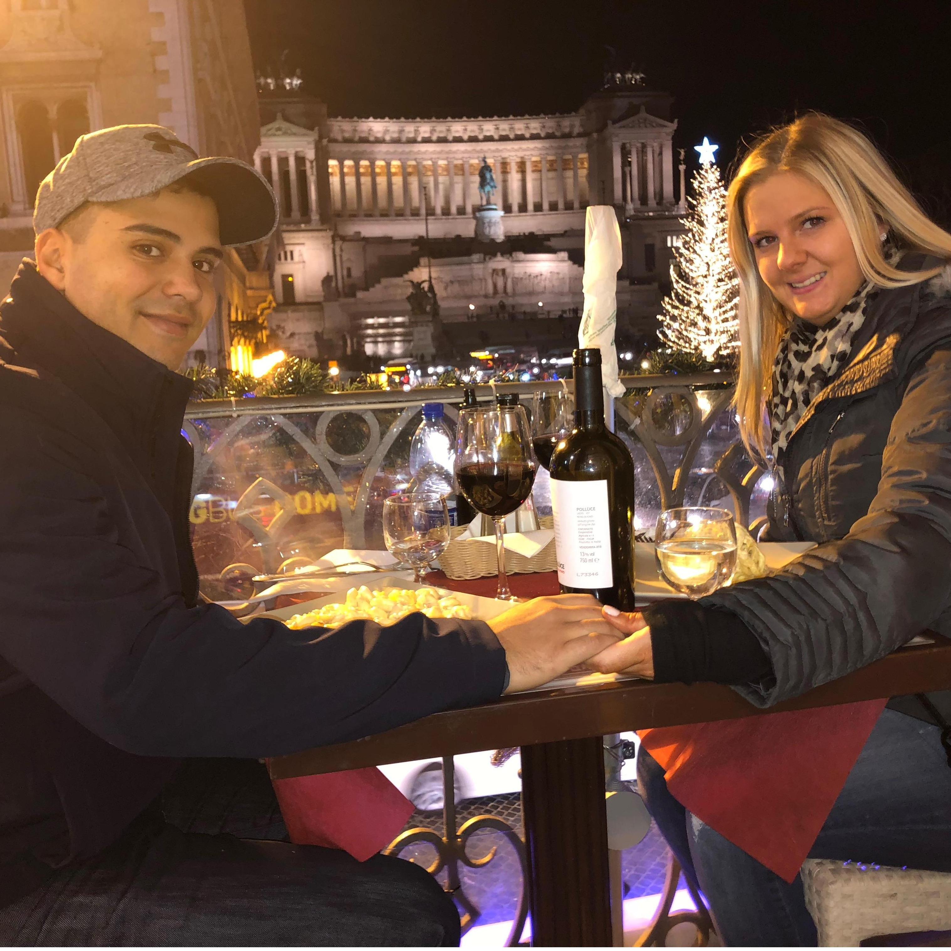 First dinner in Rome, the night before he proposed.