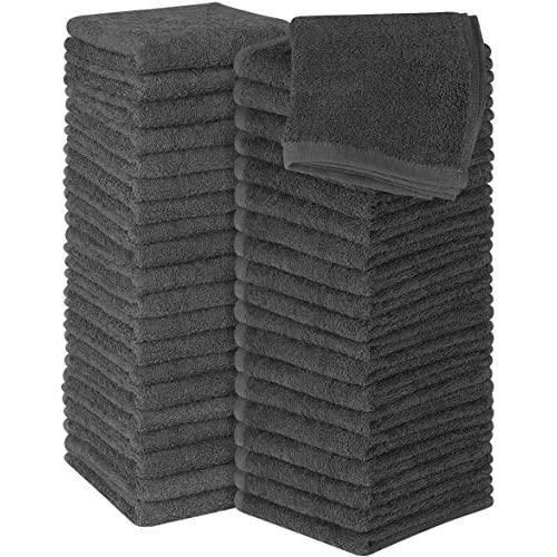 Utopia Towels Cotton Grey Washcloths Set - Pack of 60-100% Ring Spun Cotton, Premium Quality Flannel Face Cloths, Highly Absorbent and Soft Feel Fingertip Towels