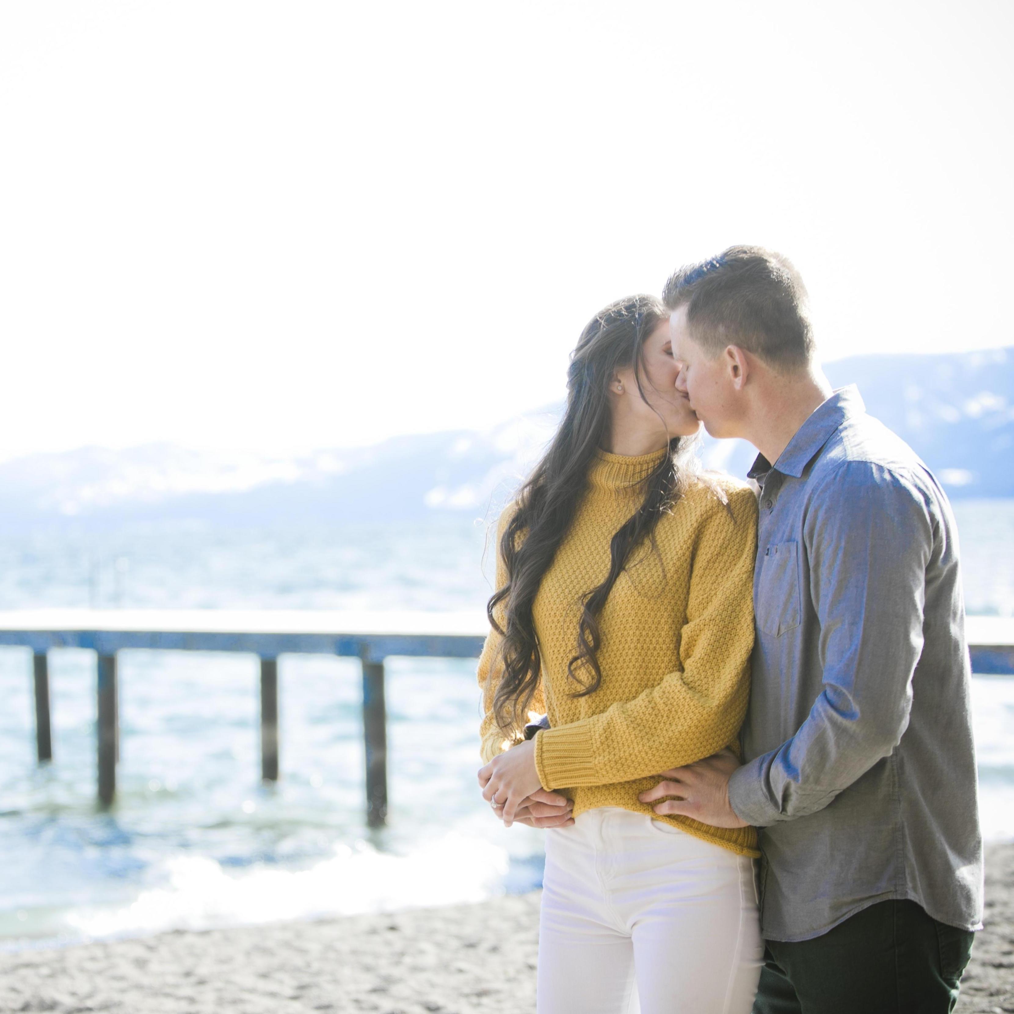 Some of our favorites from our engagement photo session at Skylandia Beach in North Lake Tahoe in March 2021!