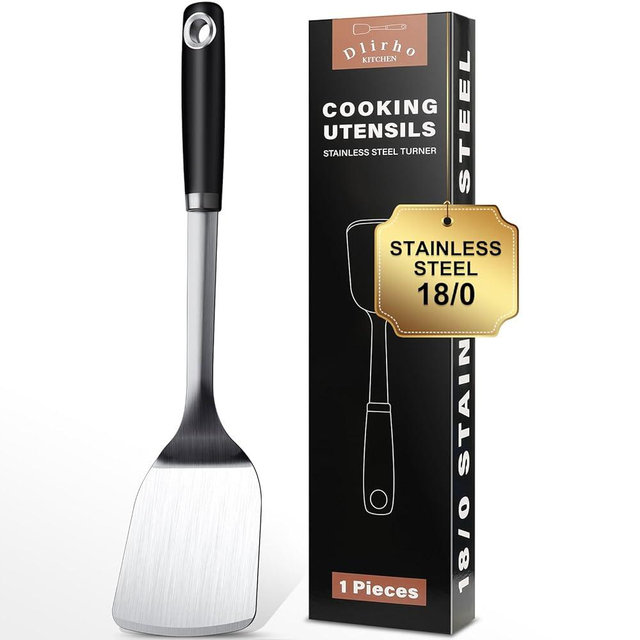 Stainless Steel Spatula Set, 1PC Heavy Duty Turner/Metal Spatula, High Heat Resistant Kitchen Cooking Utensils, Ideal Cookware for Frying Steak, Fish, Eggs or Pancakes