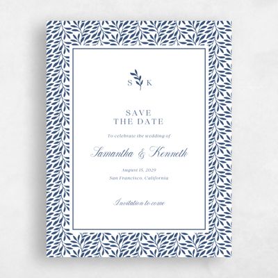 Dark Cobalt, Blue Wedding Save the Date - Thalia Portrait
