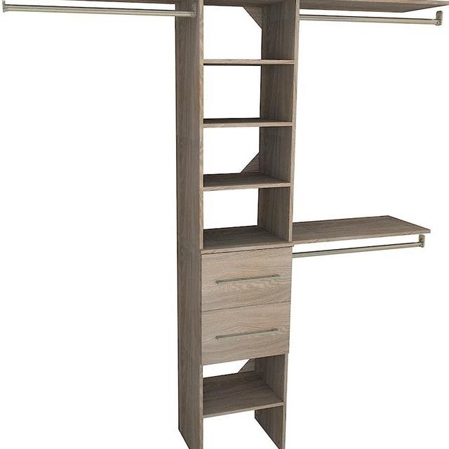 ClosetMaid 1936440 SuiteSymphony Modern 16-Inch Closet Organizer with Shelves and 2-Drawers, Natural Gray