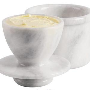 Butter Crock For Counter With Water in white