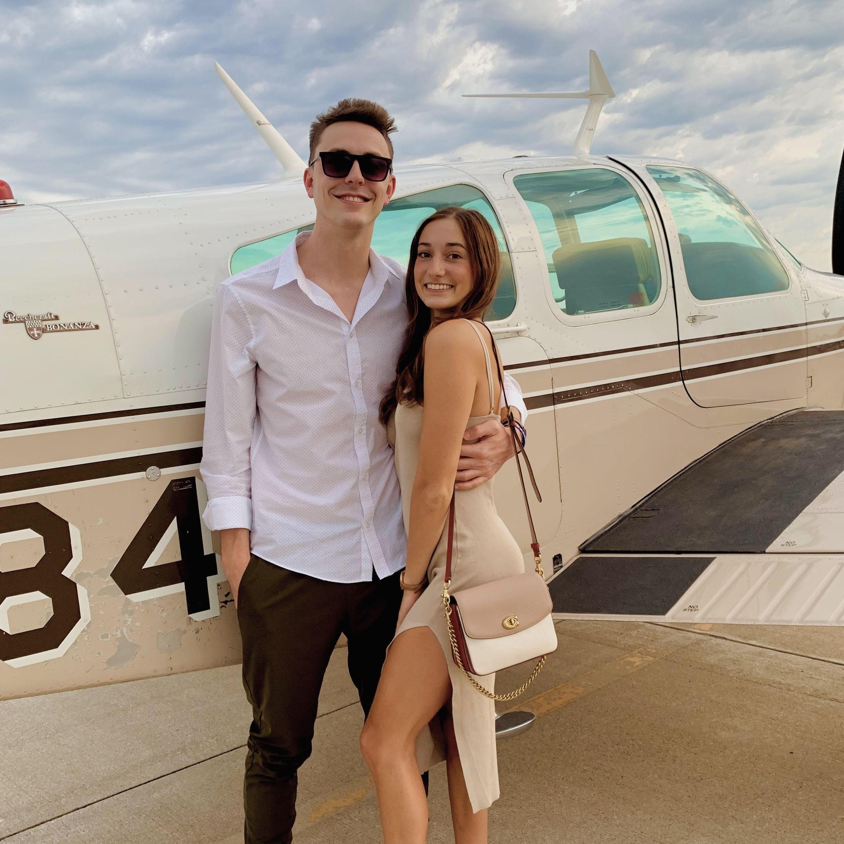 One of our groomsmen, Steve, took us over Chicago in this plane! (and he even let us fly it)