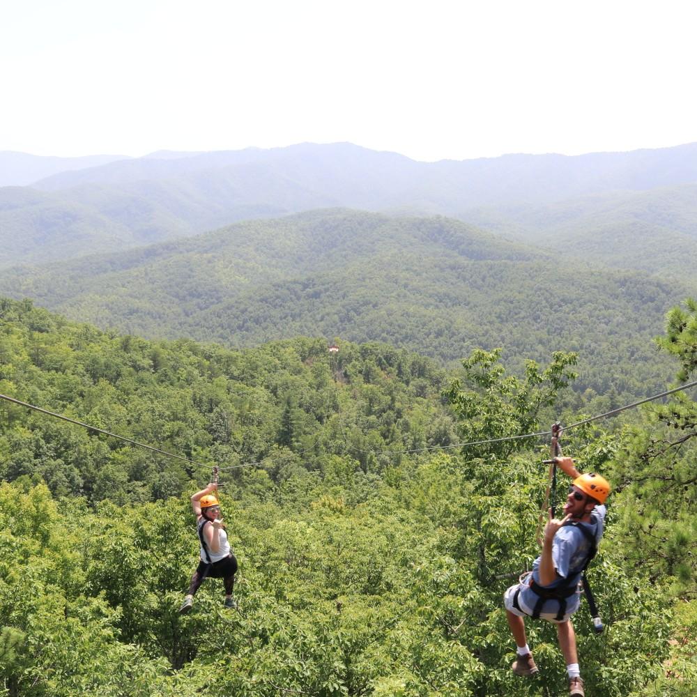 Perry and Jessica also love a good zipline. This one went right over the smokies! Who doesn't love a good thrill?