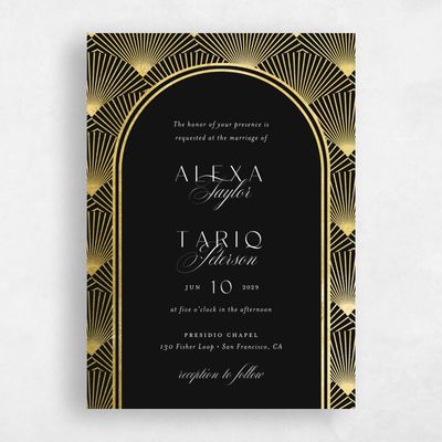 Black Wedding Invitation - Hayden Portrait Foil