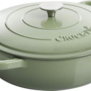Crock Pot Artisan Enameled Cast Iron Braiser W/Lid, 5-Quart, Pistachio