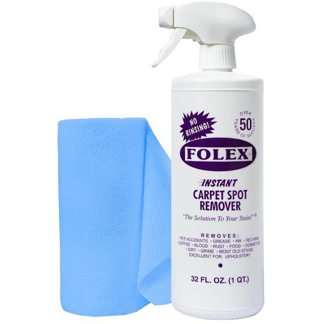 FOLEX 32 oz Instant Carpet Spot Remover Carpet Cleaner with Reusable Cleaning Cloth - Removes Pet Accidents, Grease, Red Wine and More (1 Pack)