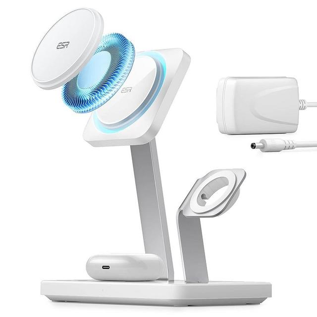 ESR for MagSafe Charger Stand (HaloLock), 3-in-1 for MagSafe Charging Station, Magnetic Wireless Charger for iPhone 14/13/12 Series, AirPods Pro/3/2, Phone-Cooling Fast Charging