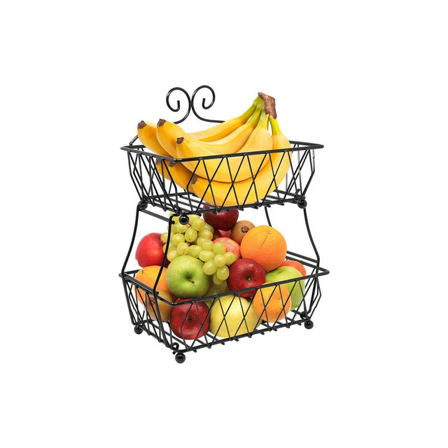 Sorbus 2 Tier Wire Bread Basket Stand - Black