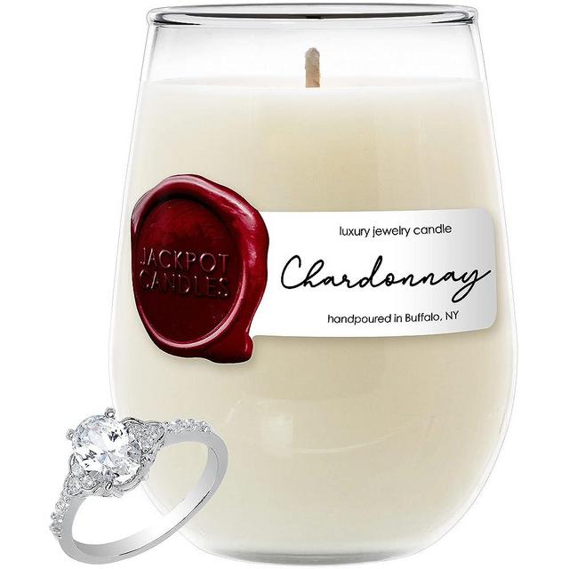 Jackpot Candles Chardonnay Wine Glass Candle with Ring Inside (Surprise Jewelry Valued at 15 to 5,000 Dollars) Ring Size 5