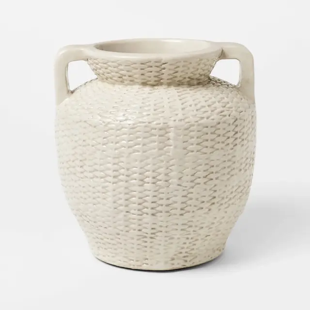 Large Woven Texture Ceramic Vase Cream - Threshold™ designed with Studio McGee